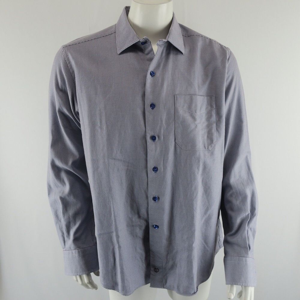 David Donahue Long Sleeve Button Up Shirt Mens XL Blue ‎ 100% Cotton
